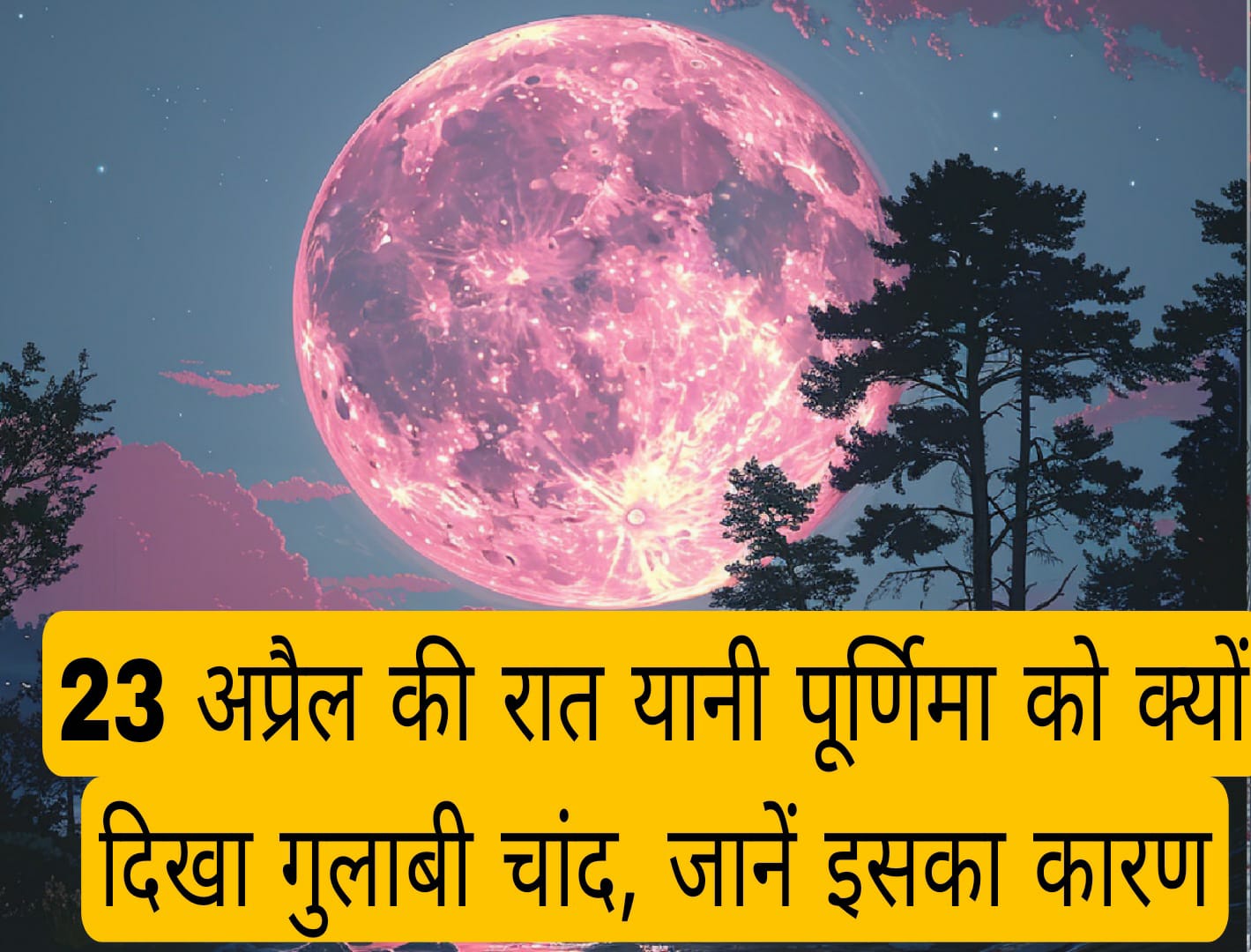 23 अप्रैल की रात यानी पूर्णिमा को क्यों दिखा गुलाबी चांद, जानें इसका कारण 