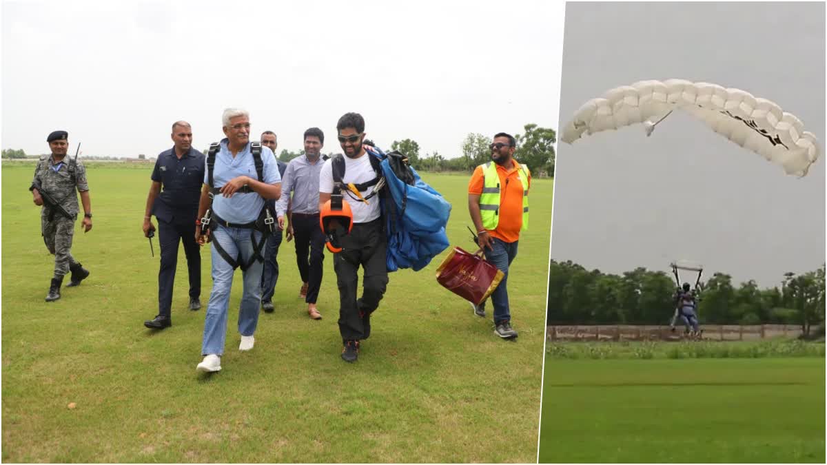 नारनौल में निजी स्काई डाइविंग सुविधा की शुरूआत, पर्यटन मंत्री शेखावत ने की स्काई डाइविंग